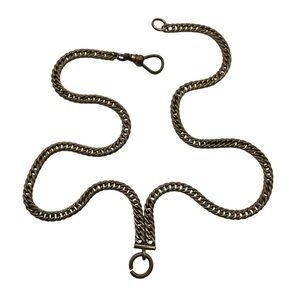 Victorian Albert dog clip curb pocket watch chain necklace gold tone vintage